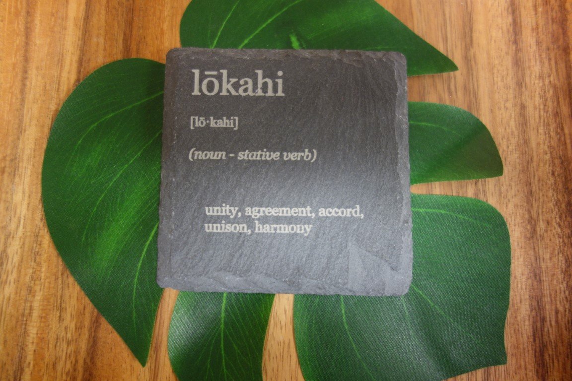 Laser Etched Hawaiian Values Slate Coasters - Set of 4