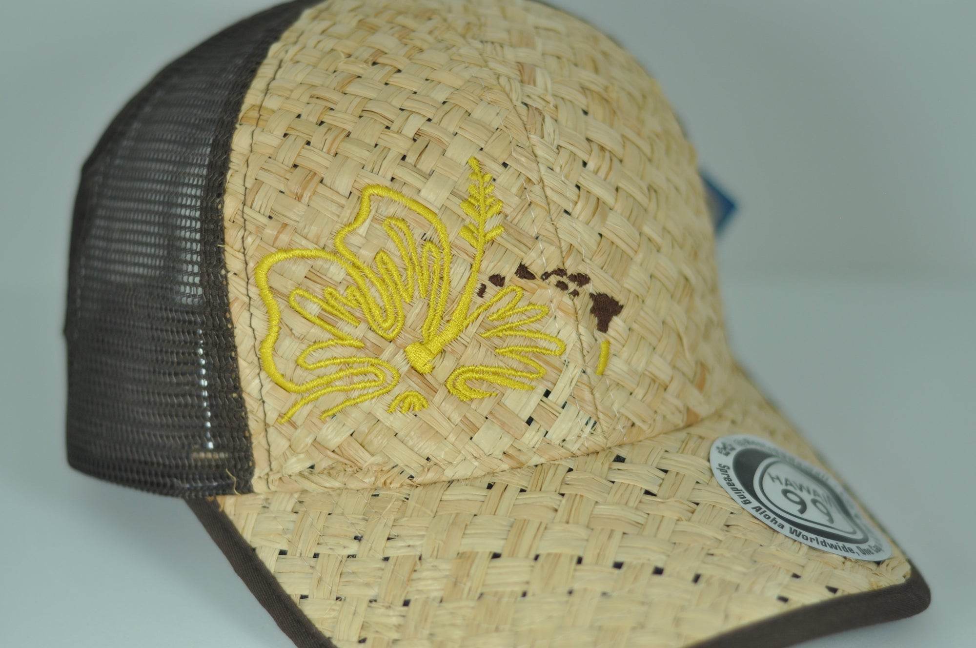 Lauhala Hat with Hibiscus with islands