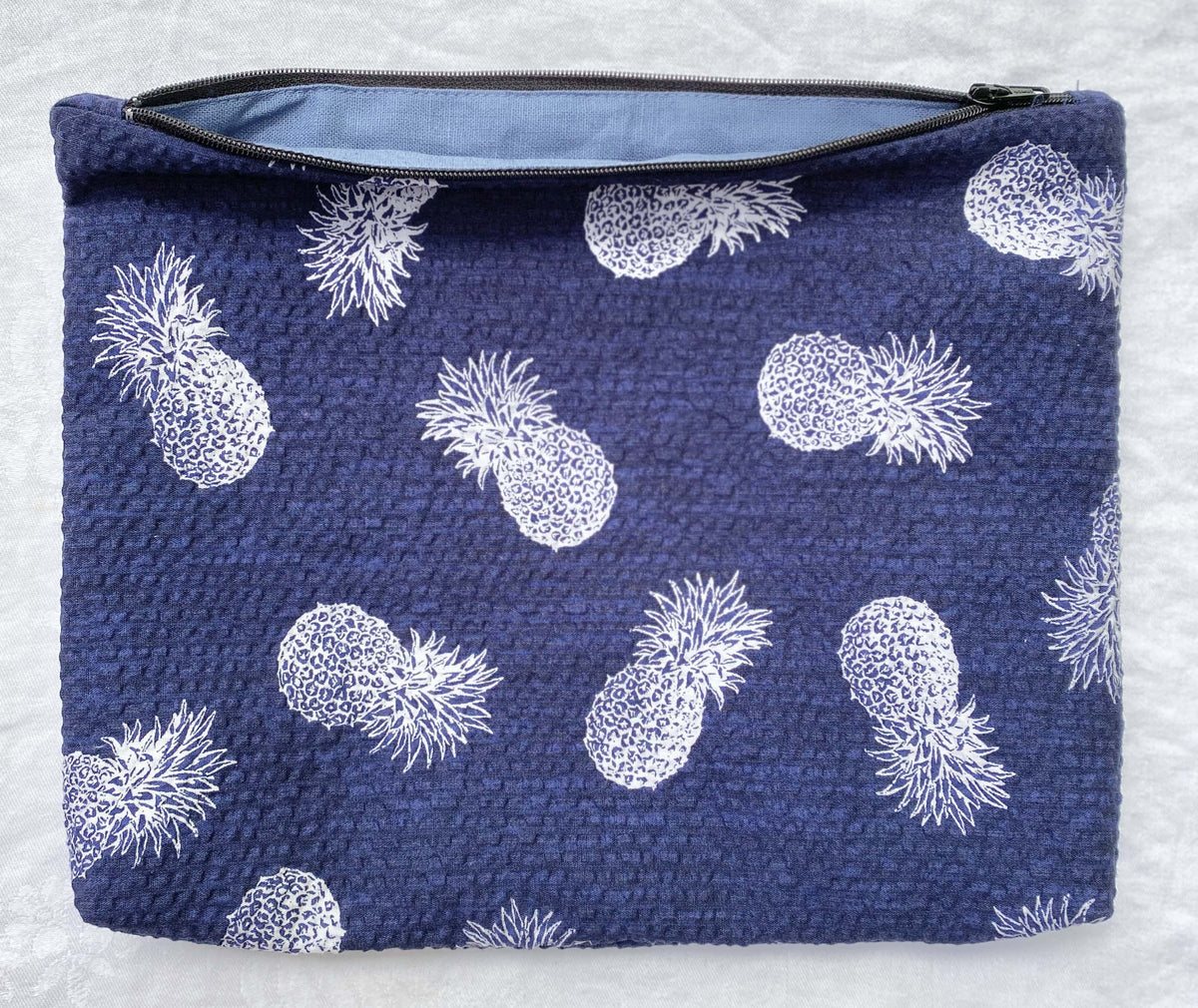 Navy Pineapple Soft Zippered Pouch