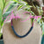 Peony Pink Lilikoi Lei Necklace with Matte Blue Rainbow Long Drops
