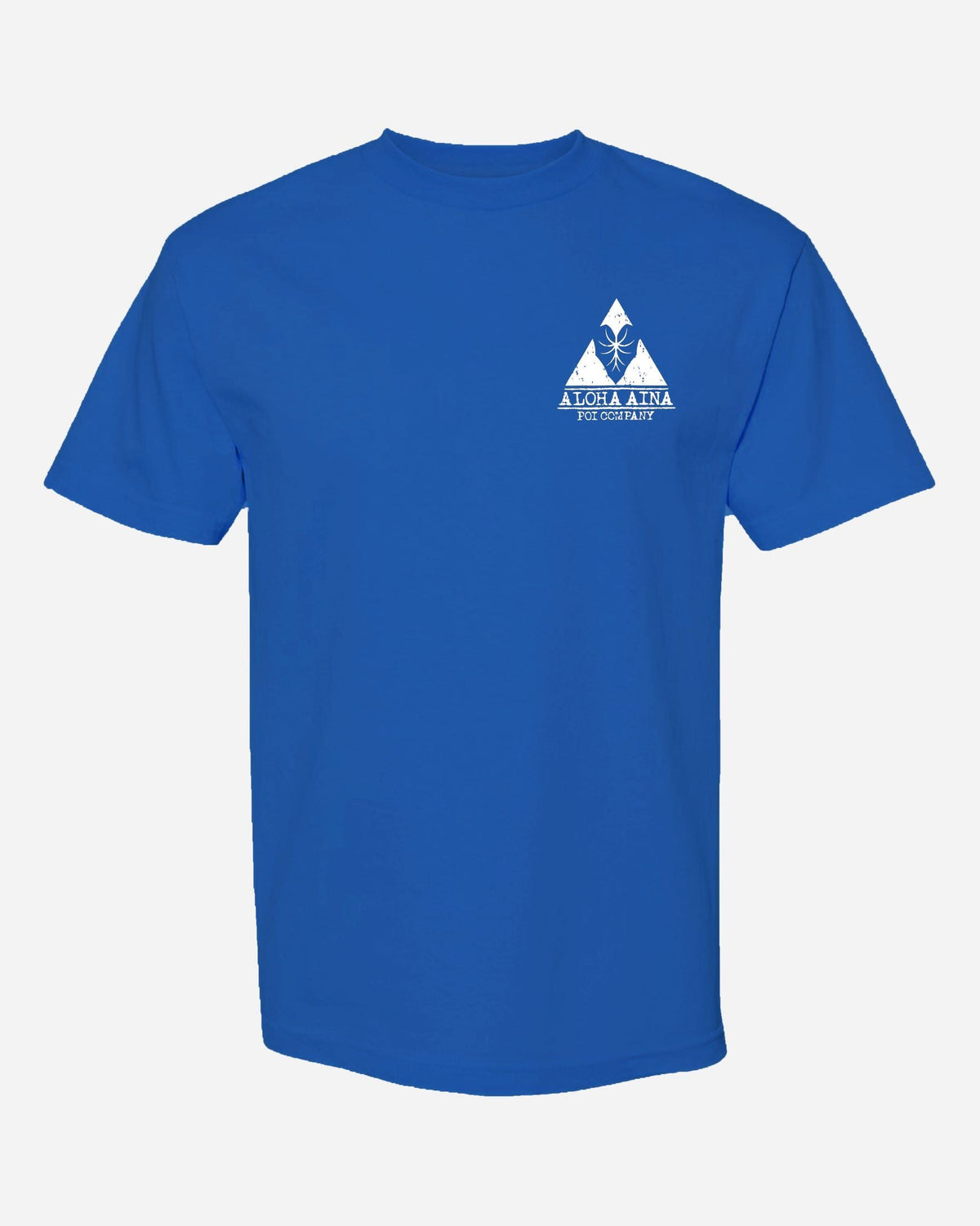 Pop-Up Mākeke - Aloha Aina Poi Co. - Mauka Logo Men&#39;s Short Sleeve T-Shirt - Blue - Front View