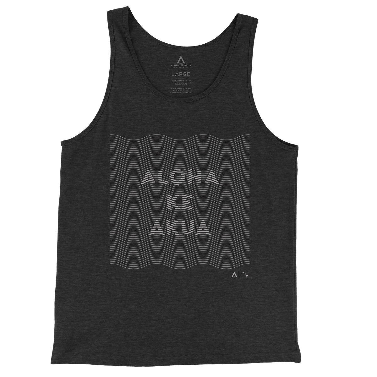 Pop-Up Mākeke - Aloha Ke Akua Clothing - Kainalu Men&#39;s Tank Top - Black Heather