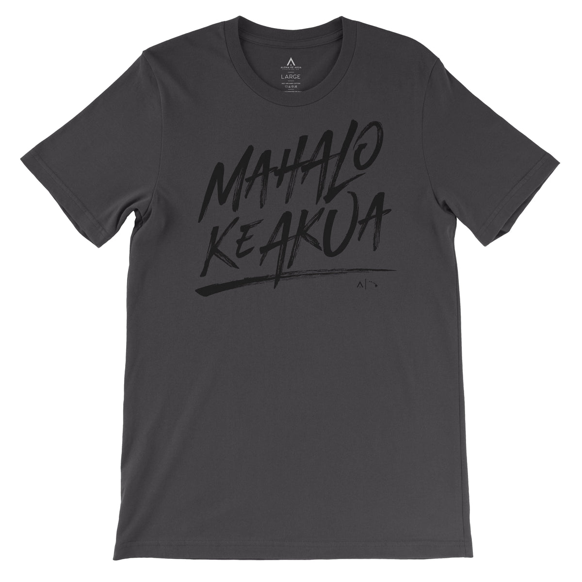 Pop-Up Mākeke - Aloha Ke Akua Clothing - Mahalo Ke Akua Men&#39;s Short Sleeve T-Shirt - Dark Gray - Front View
