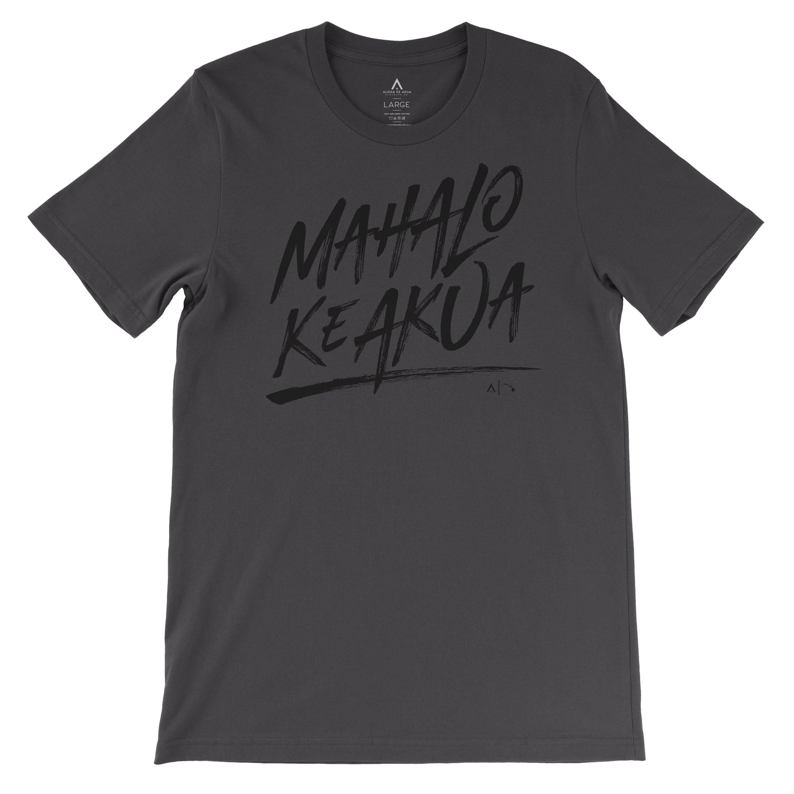Pop-Up Mākeke - Aloha Ke Akua Clothing - Mahalo Ke Akua Men's Short Sleeve T-Shirt - Dark Gray - Front View