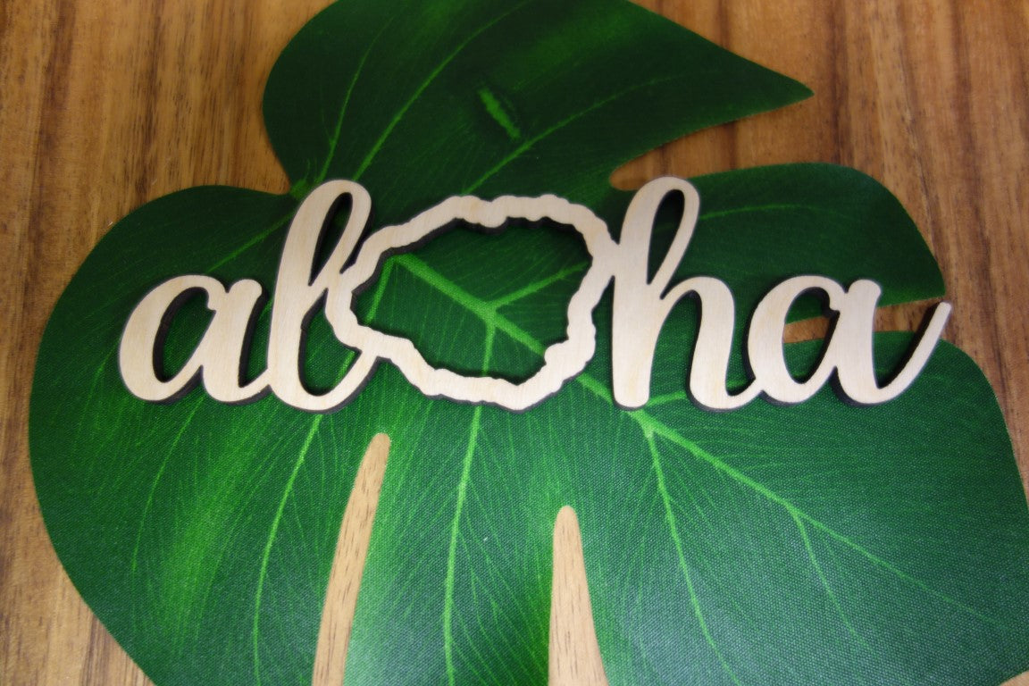 Pop-Up Mākeke - Aloha Overstock - Laser Cut Aloha Kaua`i Wood Cutout - Front View