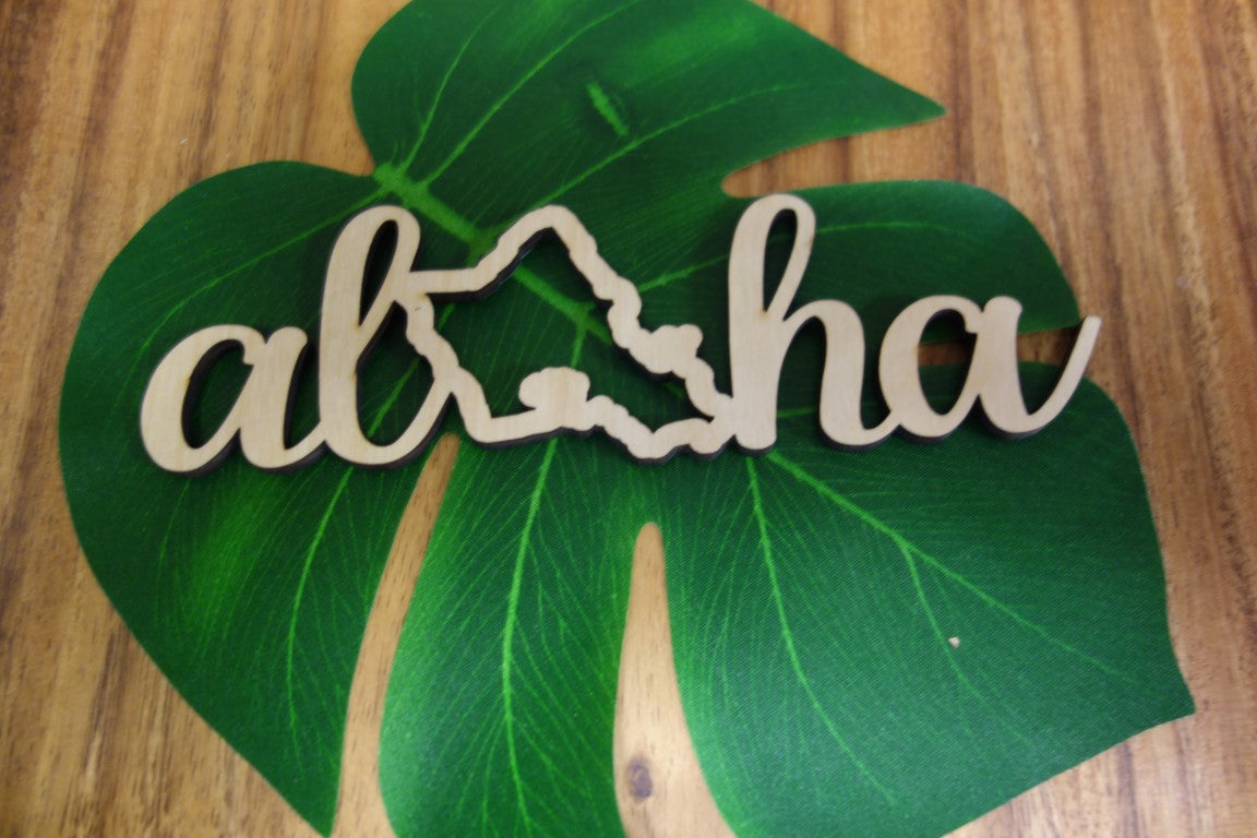 Pop-Up Mākeke - Aloha Overstock - Laser Cut Aloha O'ahu Wood Cutout - Front View