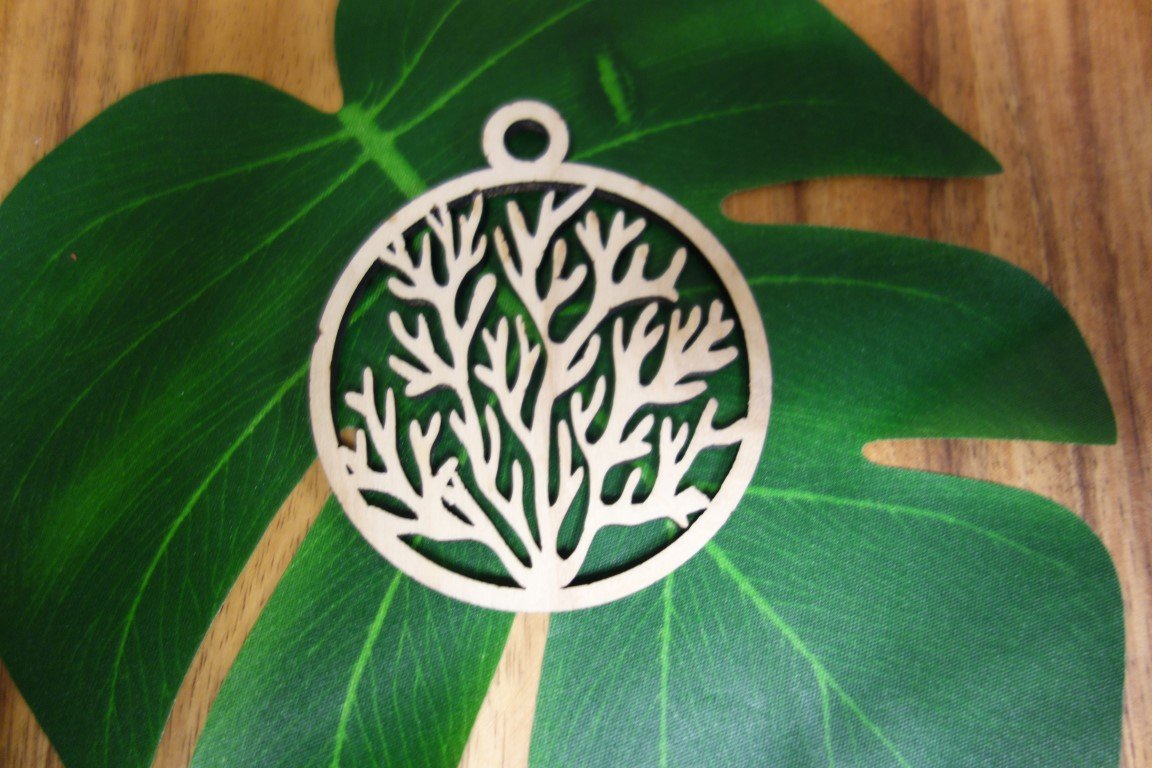 Pop-Up Mākeke - Aloha Overstock - Laser Cut Coral Wood Ornament - Front View