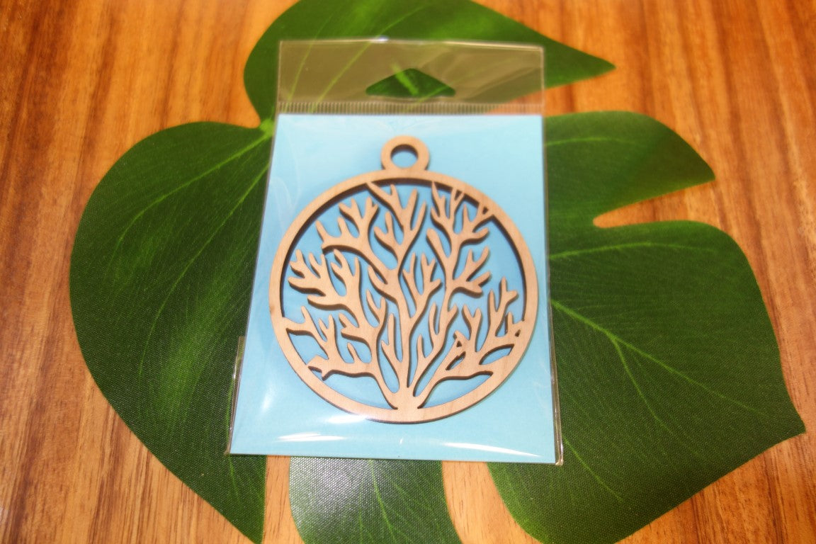 Pop-Up Mākeke - Aloha Overstock - Laser Cut Coral Wood Ornament - Packed