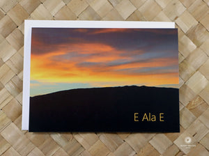 Pop-Up Mākeke - Alohi Images Maui - Haleakala Sunrise – “E ALA E” (AwakenArise) Blank Greeting Card - Front View