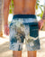 Pop-Up Mākeke - Coconut Men's Elastic Waist Boardshorts - Back View - Close-Up