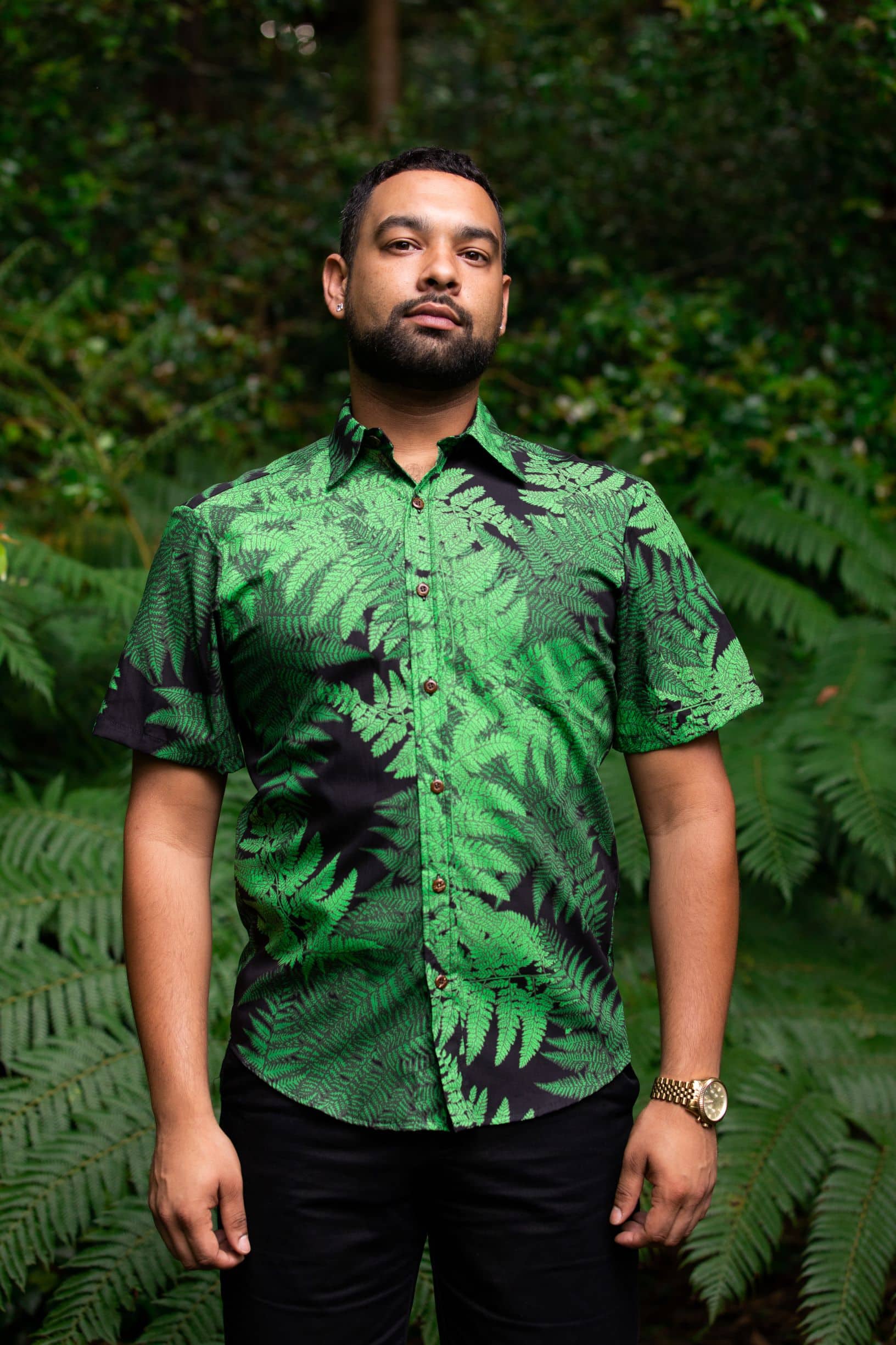Green Palapalai Fern Men's Aloha Shirt