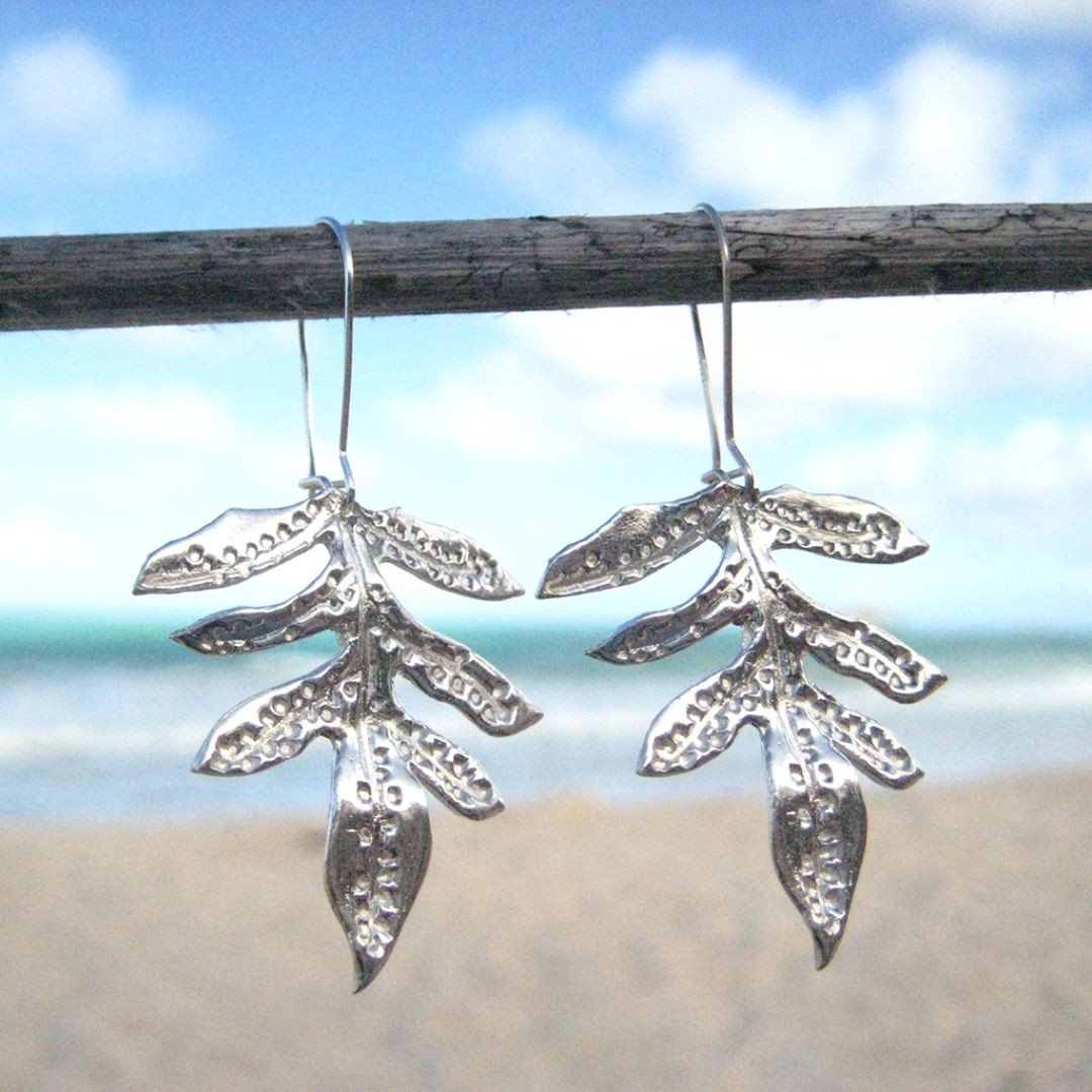 Pop-Up Mākeke - Debby Sato Designs - Lauaʻe Hawaiian Fern Sterling Silver Earrings