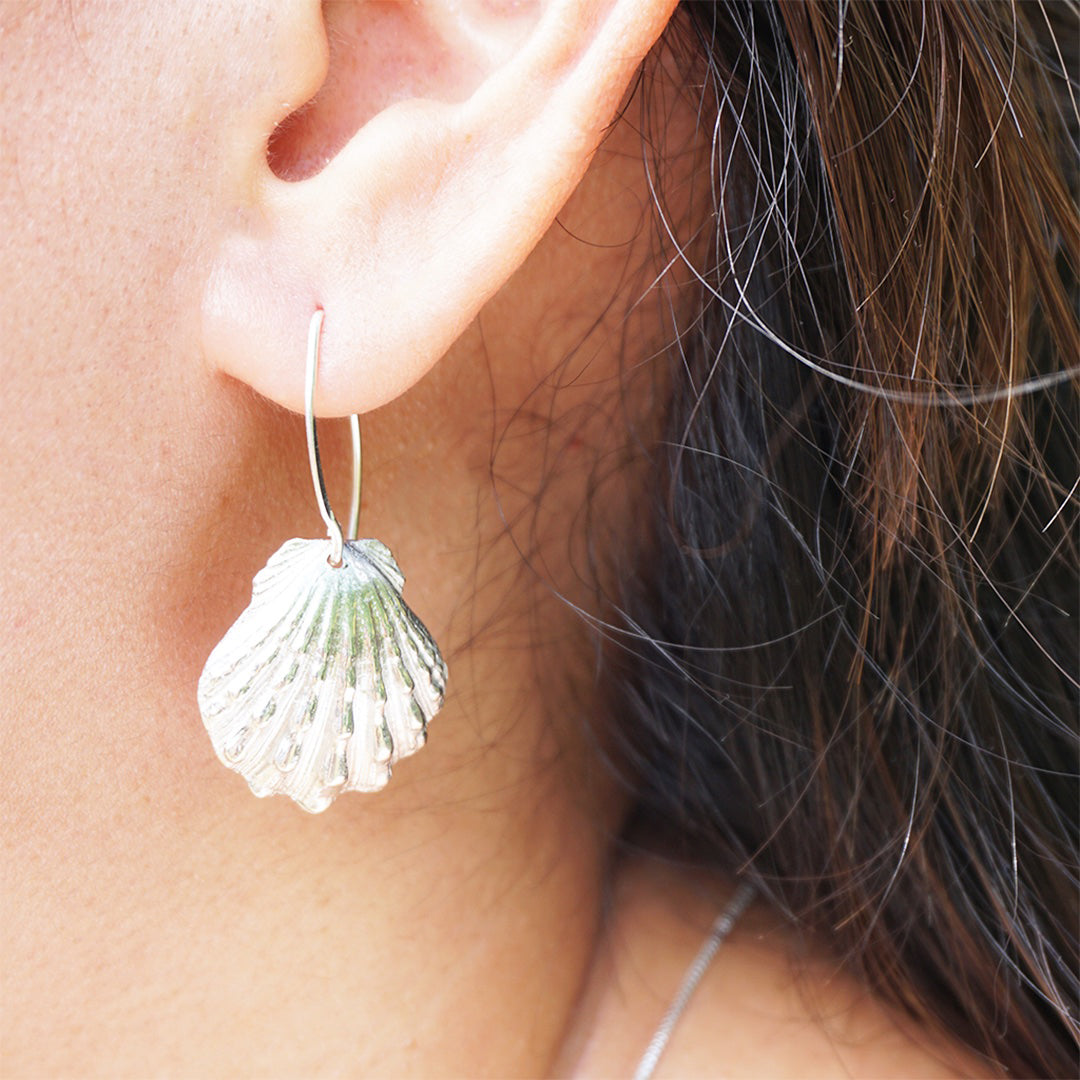Pop-Up Mākeke - Debby Sato Designs - Sunrise Shell Sterling Silver Earrings