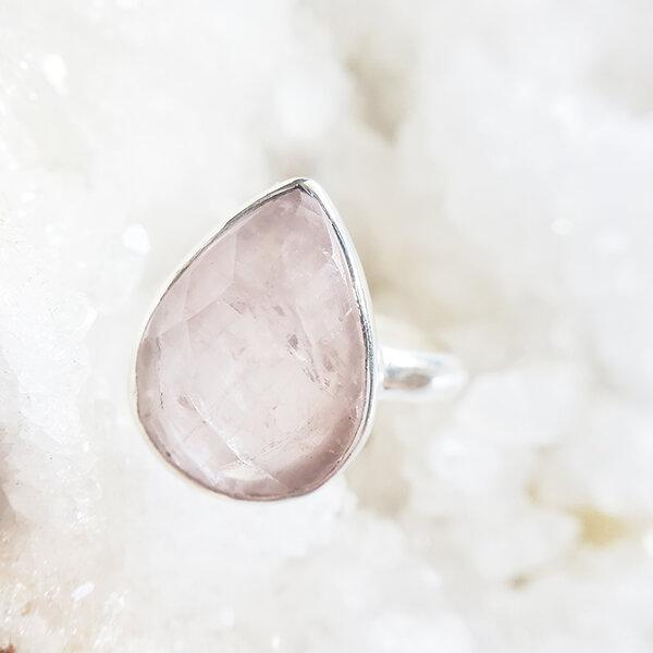 100% Natural Rose Quartz 925 Silver Ring 2ct 7mm*9mm Faceted Rose Quartz  Jewelry Elegant Gemstone Ring for Daily Wear - AliExpress