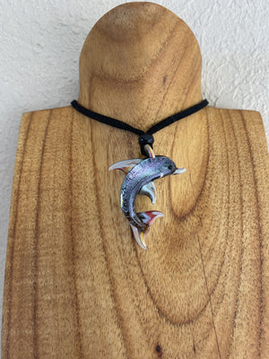 Pop-Up Mākeke - Happa Hawaii Collections - Dolphin Dichro Glass Pendant - Crystal Purple