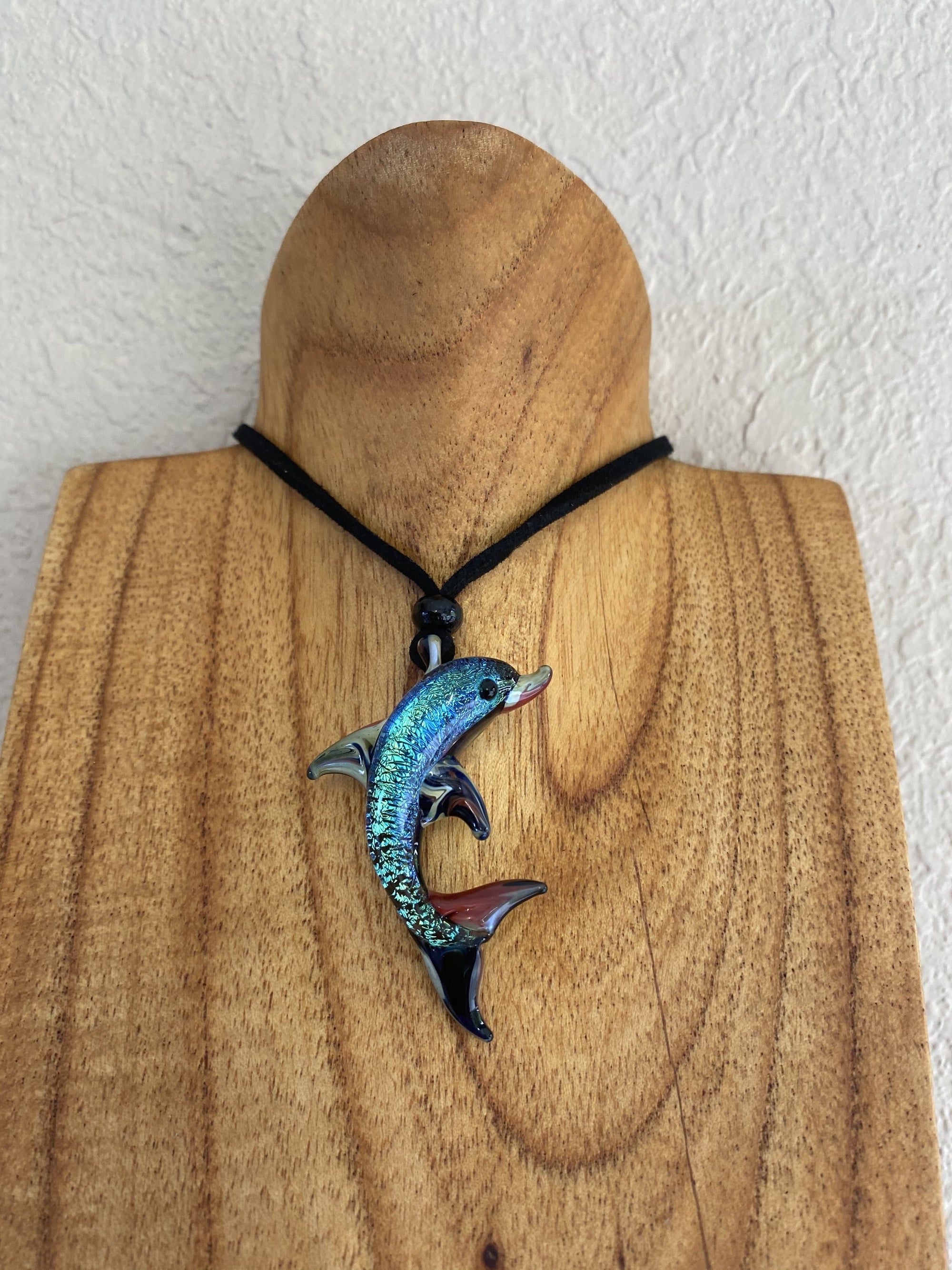 Pop-Up Mākeke - Happa Hawaii Collections - Dolphin Dichro Glass Pendant - Emerald Green