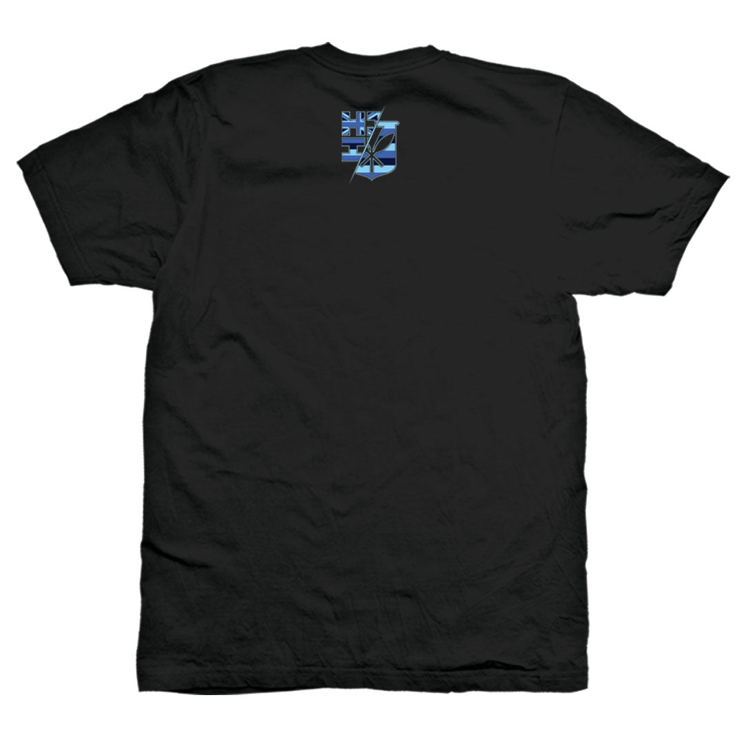 Pop-Up Mākeke - Hawaii's Finest - Blue Hae Split Short Sleeve T-Shirt - Back View