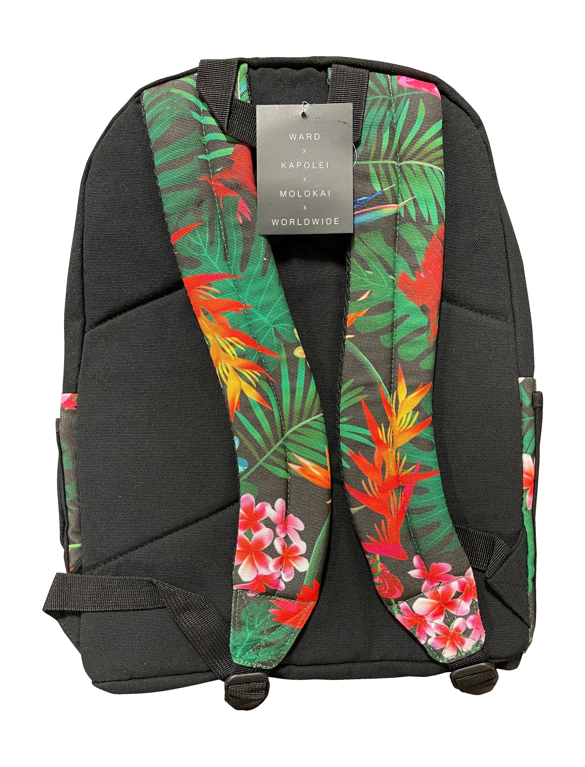 Pop-Up Mākeke - Hawaii's Finest - Tropical Logo Canvas Backpack - Back View