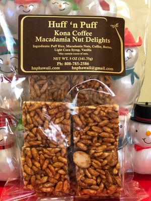 Pop-Up Mākeke - Huff 'n Puff - Puffed Rice Kona Coffee Macadamia Nut Delights