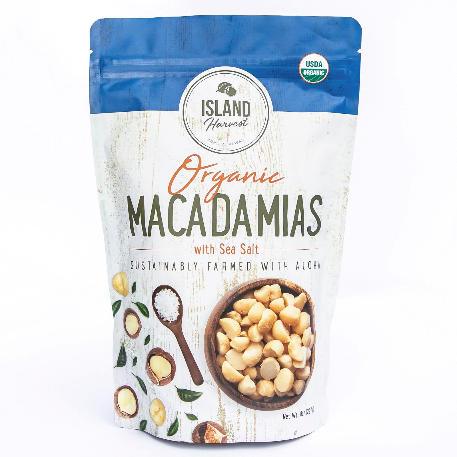 Pop-Up Mākeke - Island Harvest - Organic Macadamia Nuts with Sea Salt - Front View
