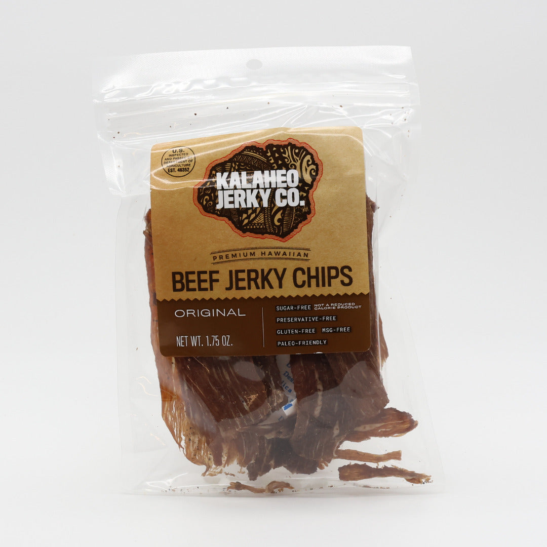 Pop-Up Mākeke - Kalaheo Jerky Co. - Original Beef Jerky Chips - White Backing