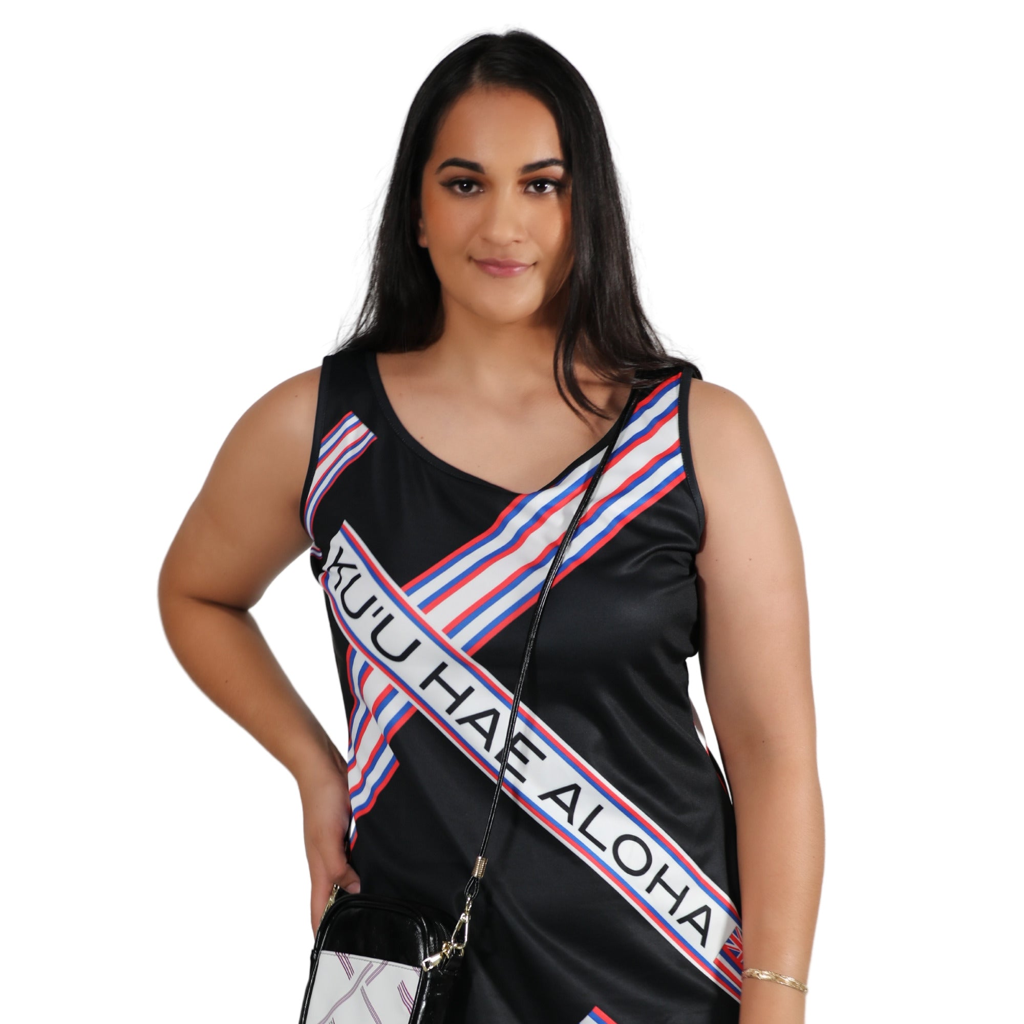 Pop-Up Mākeke - Kini Zamora - Kuʻu Hae Aloha Bodycon Maxi Dress - Close Up