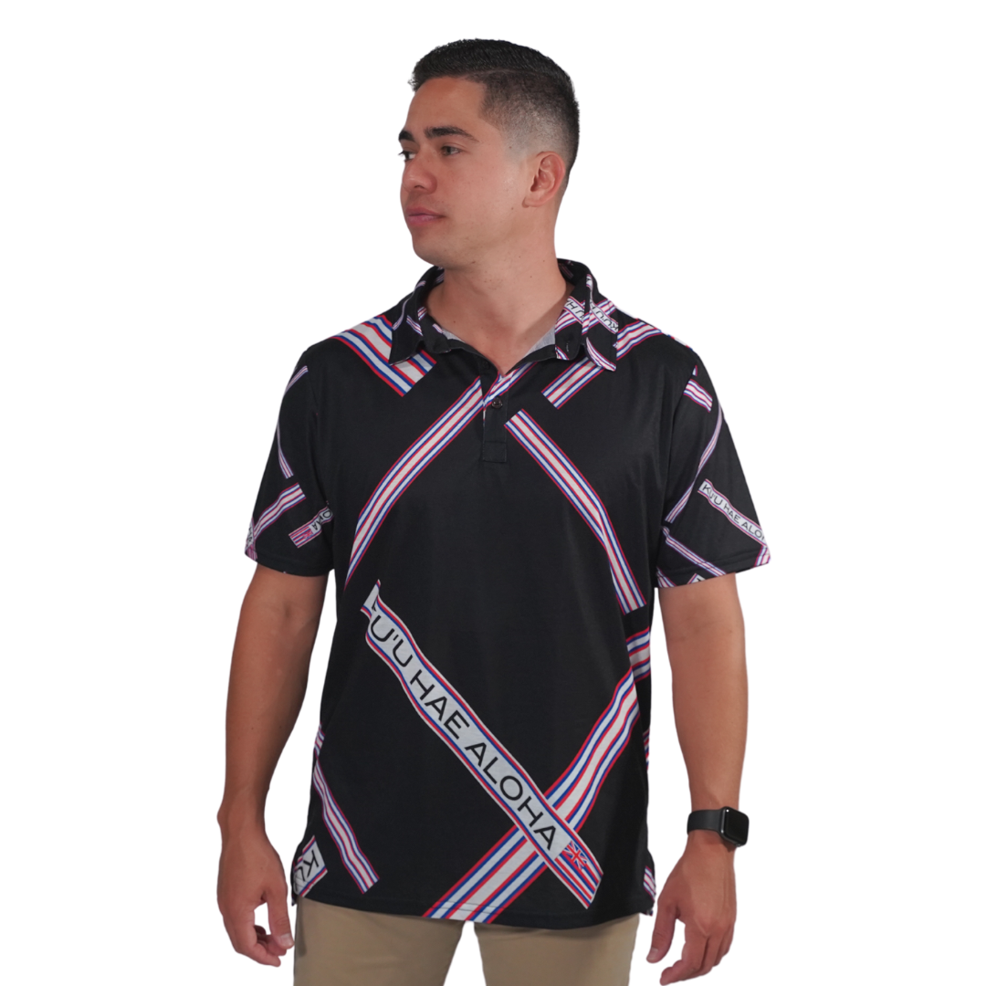 Pop-Up Mākeke - Kini Zamora - Kuʻu Hae Aloha Polo Shirt - Front View