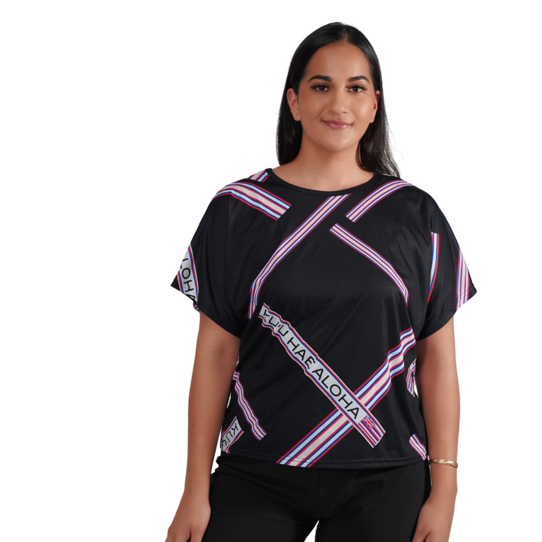 Pop-Up Mākeke - Kini Zamora - Kuʻu Hae Aloha Scoop Neck Shirt - Front View