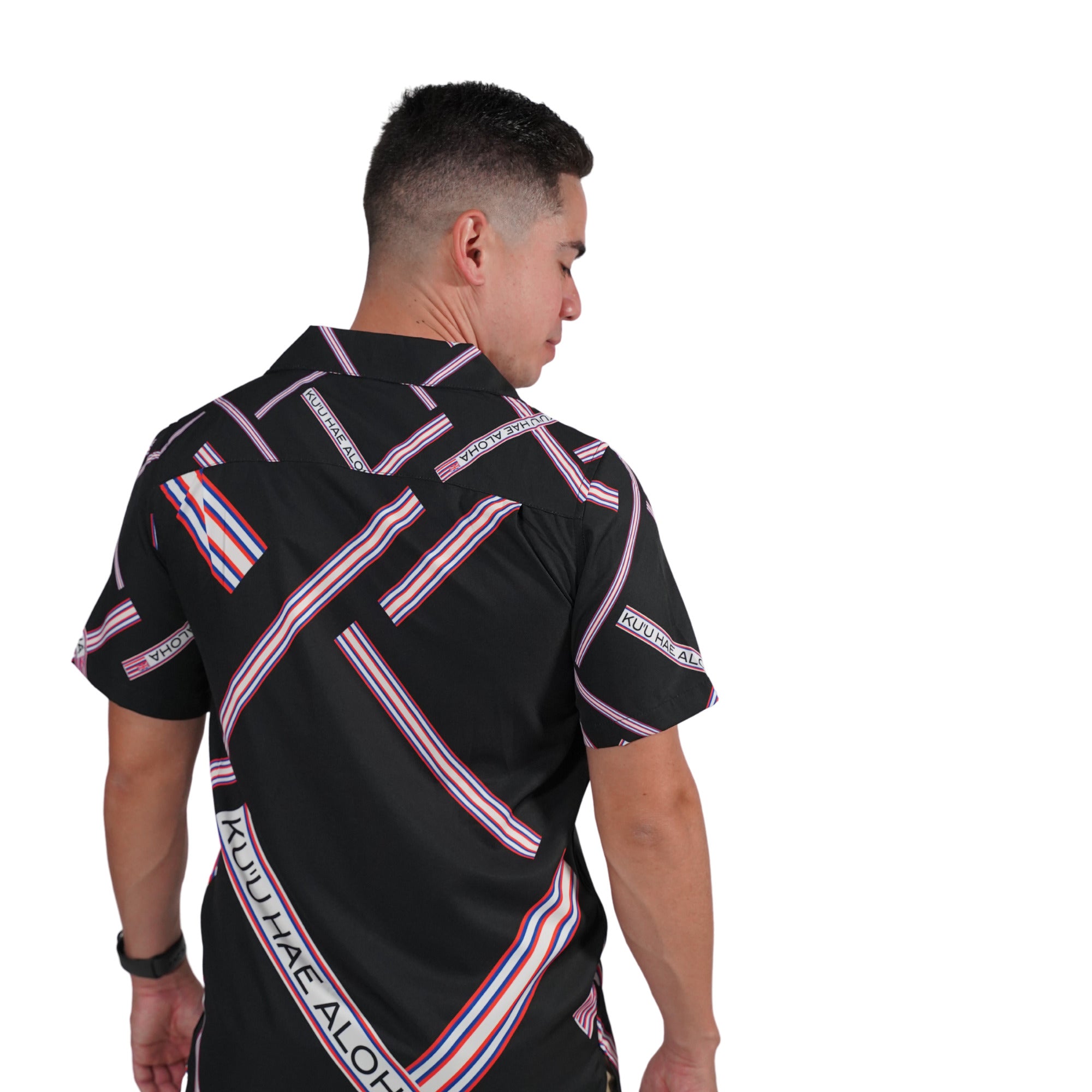 Pop-Up Mākeke - Kini Zamora - Kuʻu Hae Aloha Shirt with Pocket - Back View