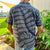 Pop-Up Mākeke - Kini Zamora - Palapalai Aloha Shirt - Jet Black & Gray - Back View