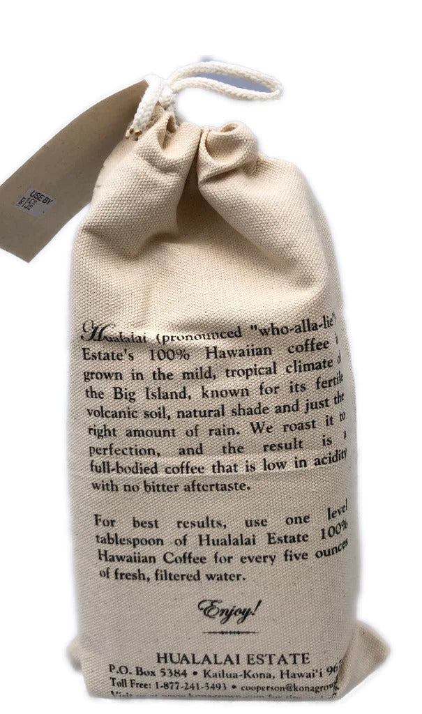 Pop-Up Mākeke - Kona Ground - 100% Hawaiian Coffee in Canvas Gift Bag - Back View
