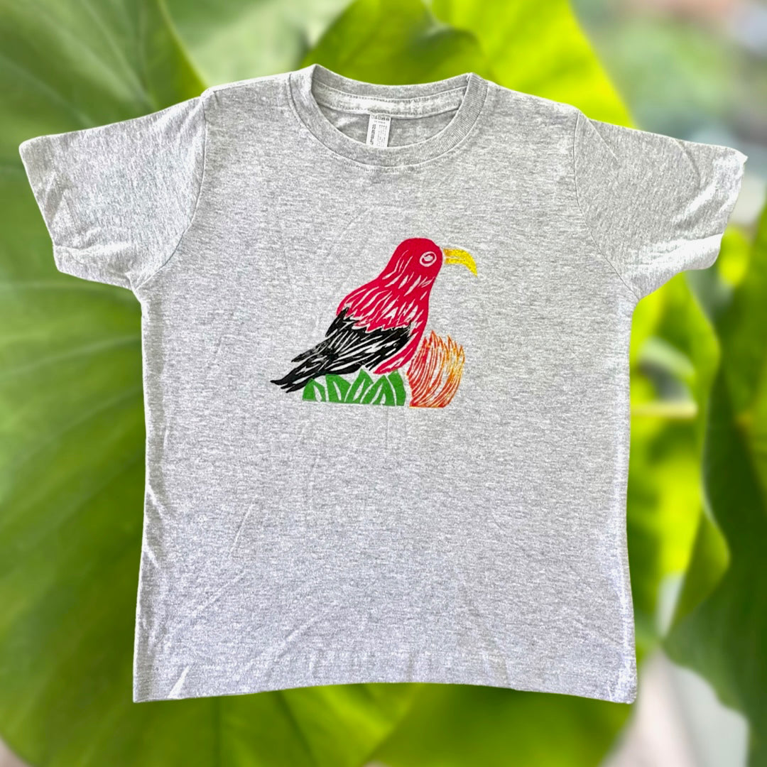 Pop-Up Mākeke - Limahana - Keiki Short Sleeve T-Shirt with ʻIʻiwi Bird Block Print