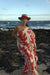 Pop-Up Mākeke - Lotus & Lime - HAU One Shoulder Maxi - Maile in Red & Cream - Front View