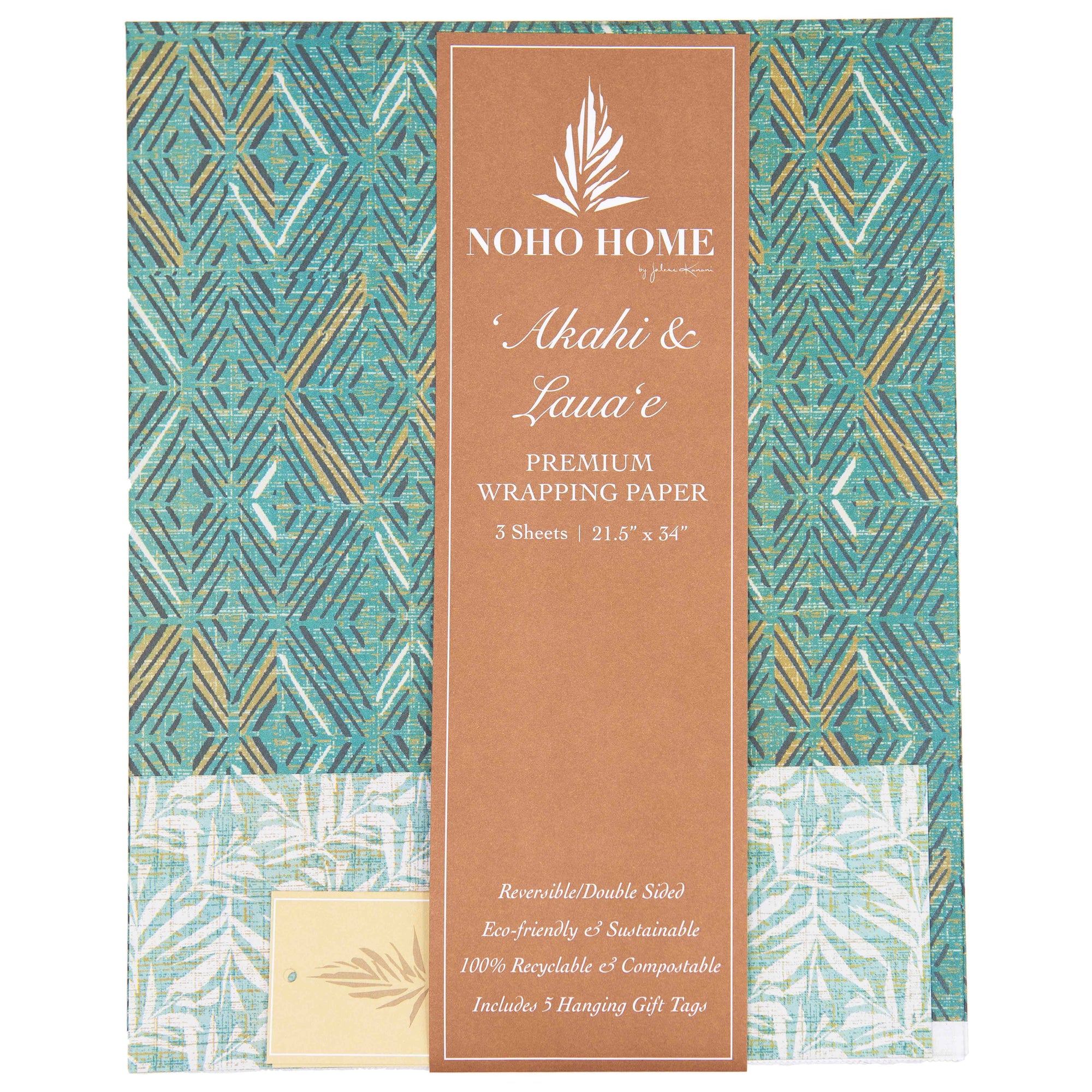 Pop-Up Mākeke - Noho Home - ʻAkahi & Lauaʻe Reversible Wrapping Paper