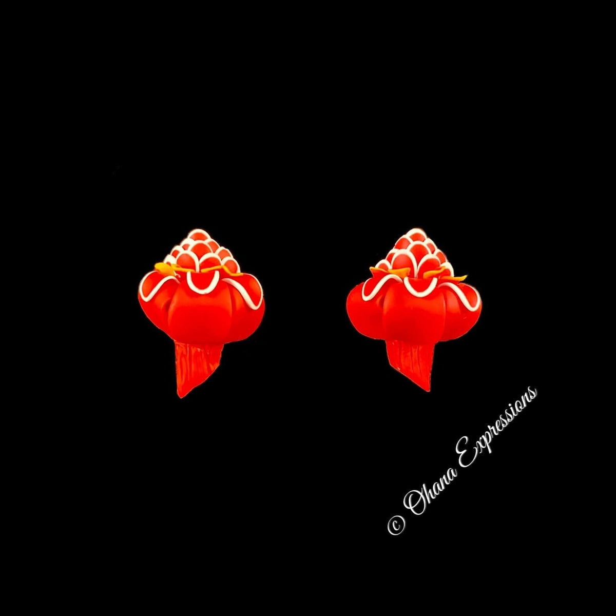 Pop-Up Mākeke - Ohana Expressions - Mini Red Torch Ginger Stud Earrings