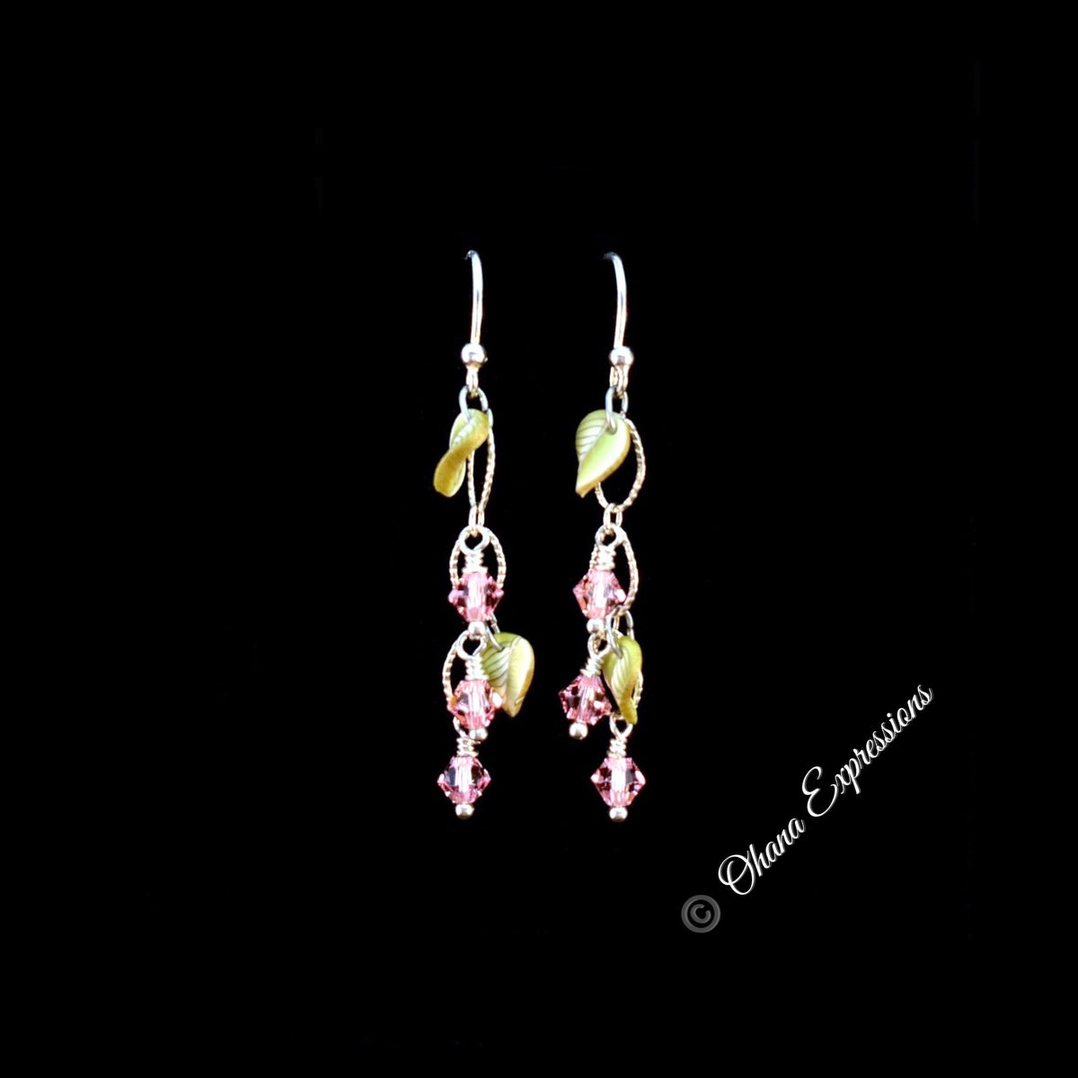 Pop-Up Mākeke - Ohana Expressions - Pink - Contemporary Maile Dangle Earrings