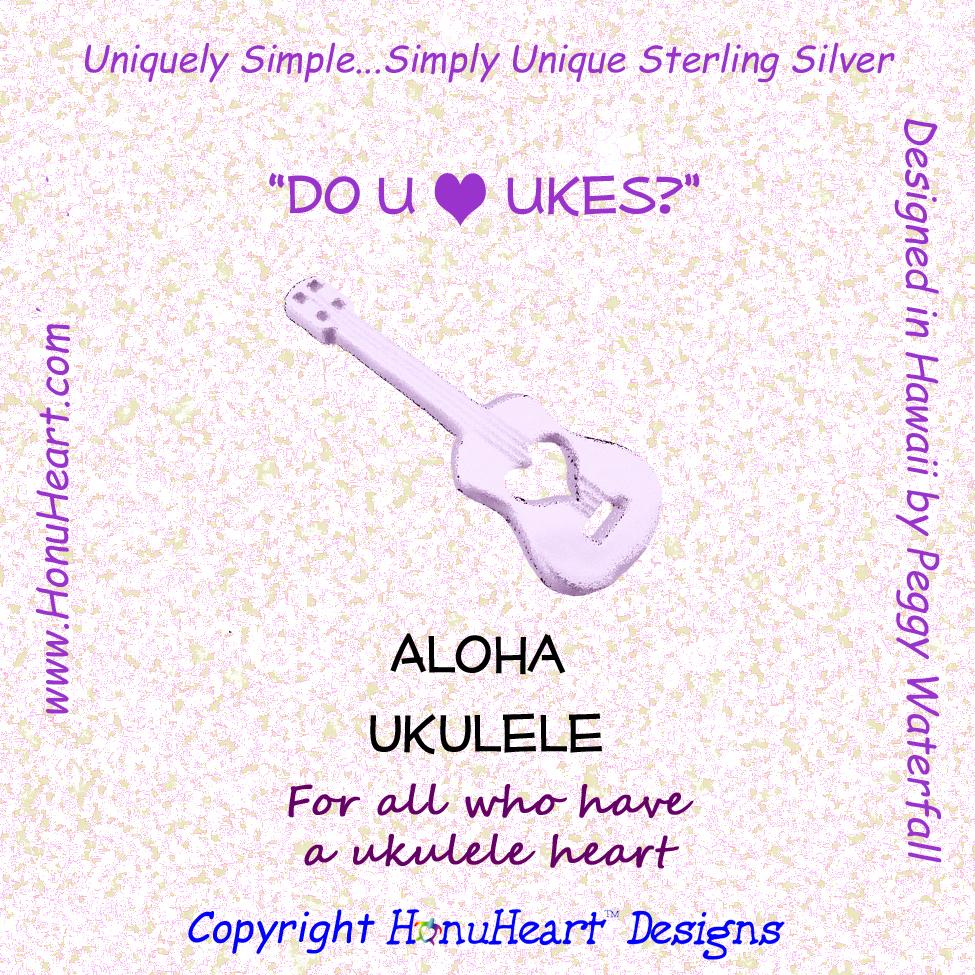 Pop-Up Mākeke - Peggy Waterfall - Ukulele Sterling Silver Pendant - Gifting Card