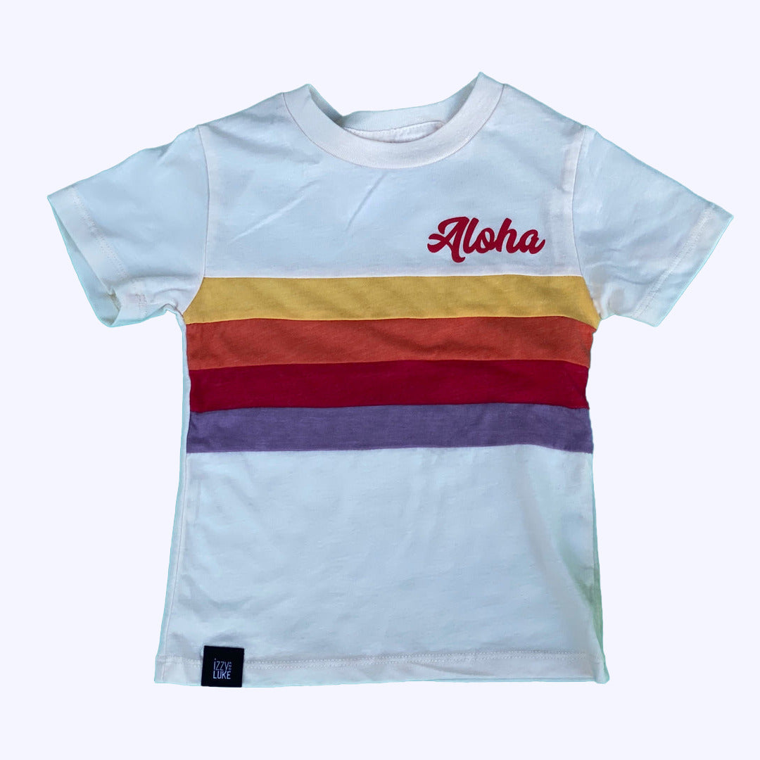 Pop-Up Mākeke - Rainbow Stripes Keiki Short Sleeve T-Shirt - Front View
