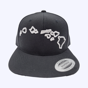 Pop-Up Mākeke - Route 99 - 3D Hawaii Islands Snapback Hat in Black - Front View