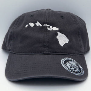 Pop-Up Mākeke - Route 99 Hawaii - Charcoal Grey Dad Cap with Islands - White
