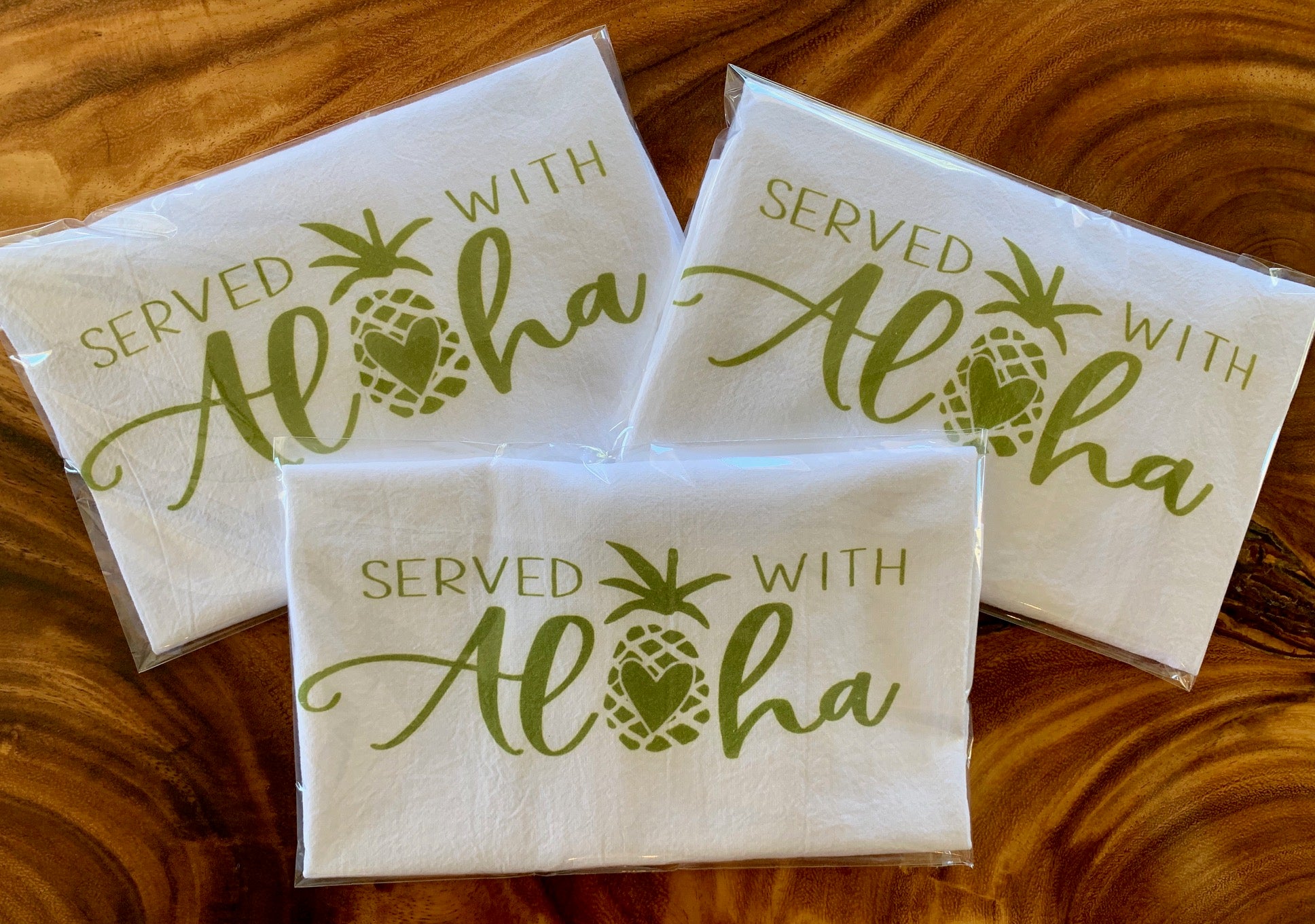 Pop-Up Mākeke - Sal Terrae - Flour Sack Kitchen Towel - Served with Aloha - Green Pineapple