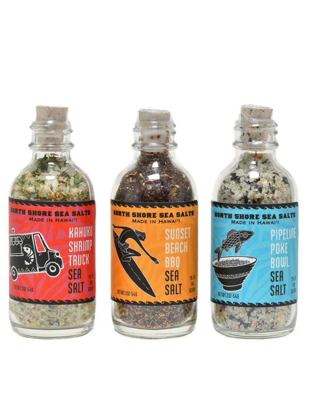 Pop-Up Mākeke - Sea Salts of Hawaii - North Shore Hawaiian Sea Salt Sampler Box - Sample Bottles