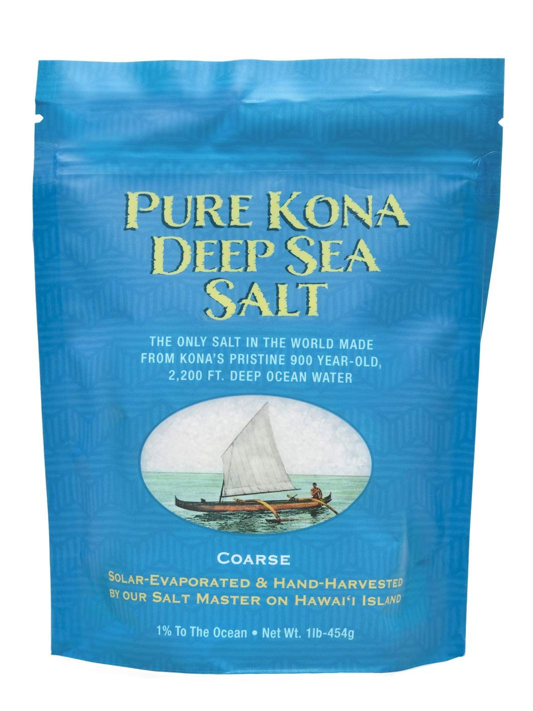 Pop-Up Mākeke - Sea Salts of Hawaii - Pure Kona Grinder Sea Salt Pouch - 1lb - Front View