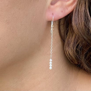 Pop-Up Mākeke - Stacey Lee Designs - Sweet Pea Sterling Silver Drop Earrings - In Use