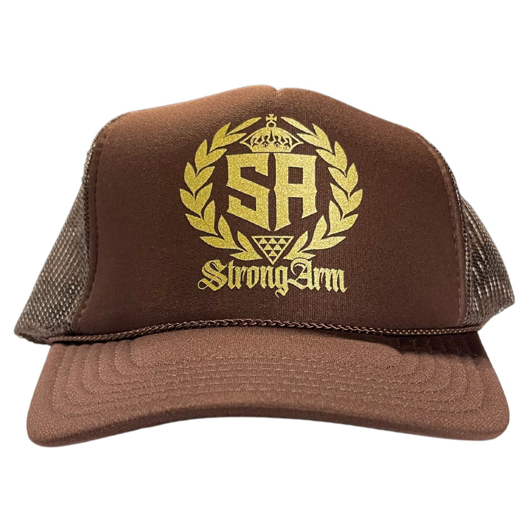 Pop-Up Mākeke - Strongarm Hawaiians - Brown & Gold Floater Snapback Hat