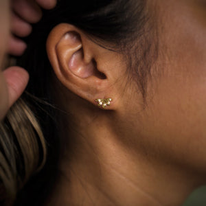 Pop-Up Mākeke - Te Hotu Mana Creations - Naupaka Gold Plated Stud Earrings - In Use