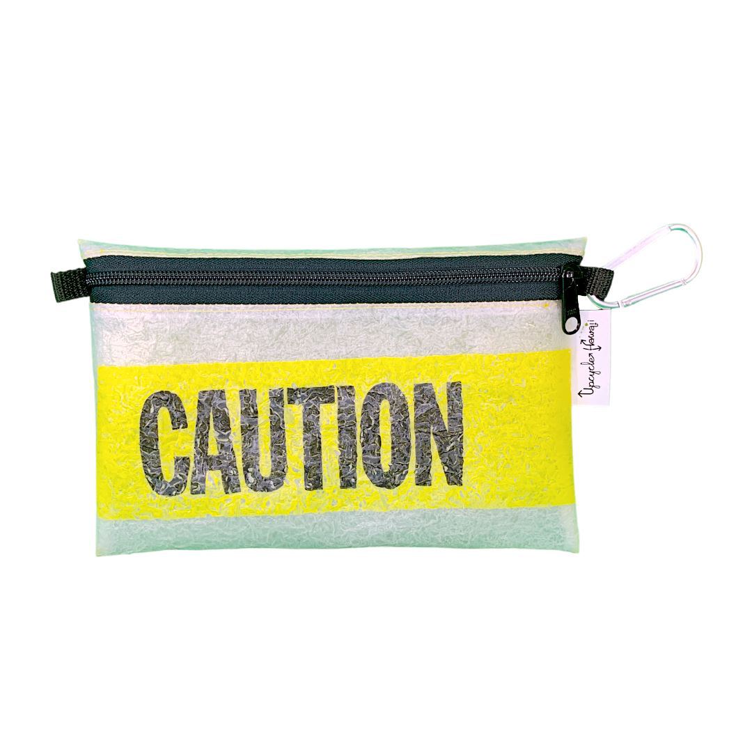 Pop-Up Mākeke - Upcycle Hawaii - Caution Tape Large Rectangle Zipper Pouch - No Strap - Front View