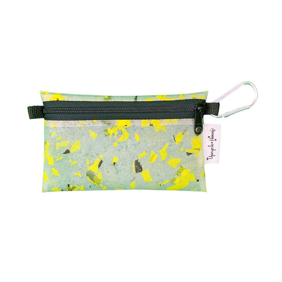 Pop-Up Mākeke - Upcycle Hawaii - Plastic-Fetti Medium Rectangle Zipper Pouch - Caution Tape - Front View