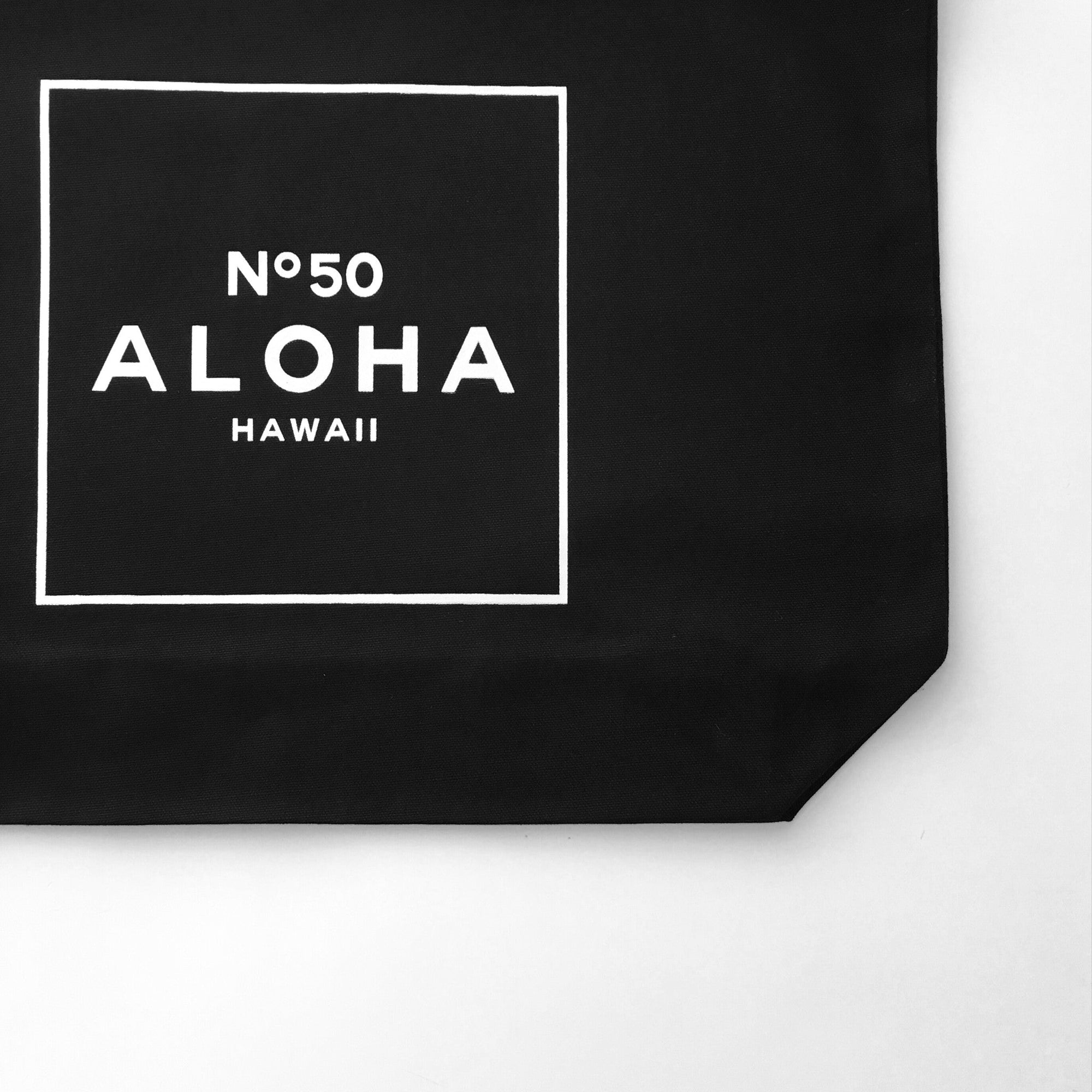 Pop-Up Mākeke - Workshop 28 HI - Aloha No. 50 Zippered Tote with Hidden Pocket in Black