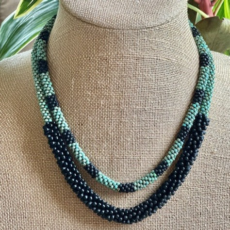 Two Necklace Set - Turquoise & Black Picasso Necklaces
